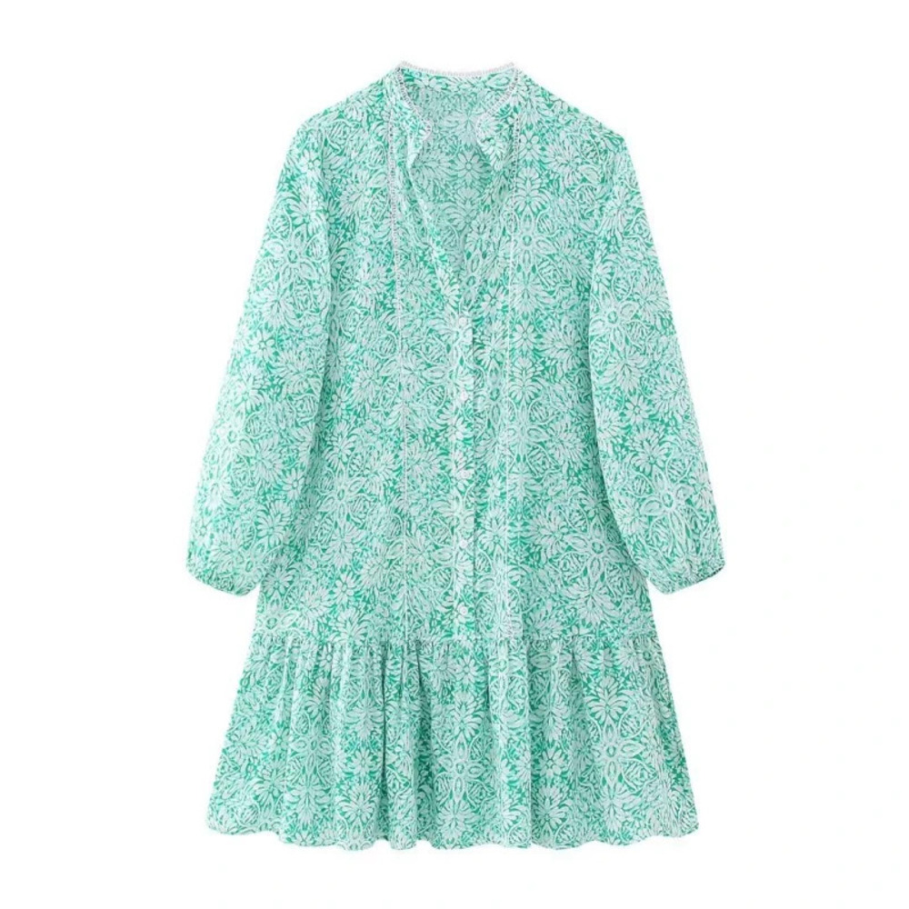 ZARA Long Sleeve Printed Mini Dress
